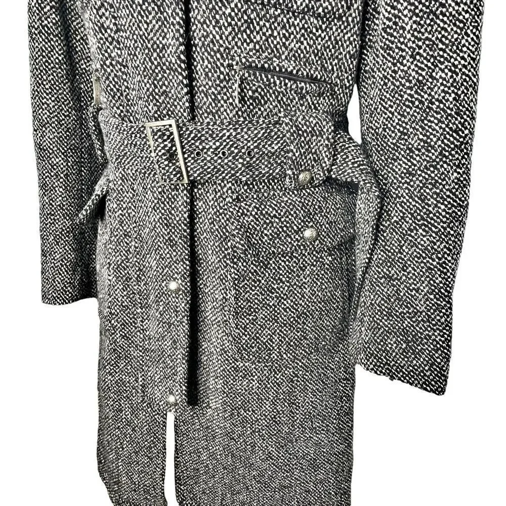 Laundry by Shelli Segal Belted Tweed Trench Coat Jacket 14 - Picture 5 of 10